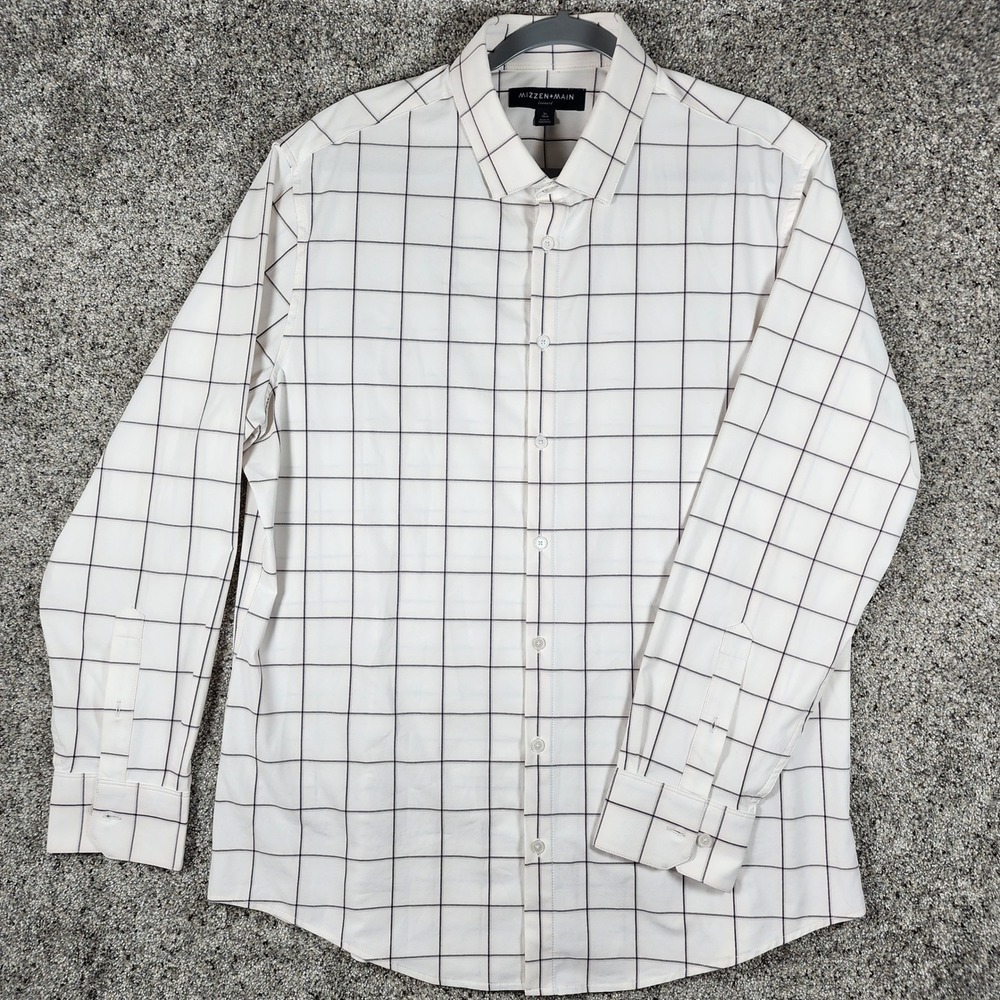Mizzen+Main Dress Shirt Mens XL Trim Leeward Windowpane Stretch Excellent